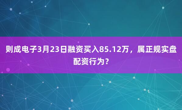 则成电子3月23日融资买入85.12万，属正规实盘配资行为？