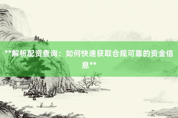 **解析配资查询:如何快速获取合规可靠的资金信息**