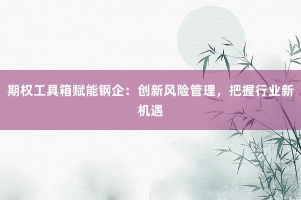期权工具箱赋能钢企:创新风险管理,把握行业新机遇